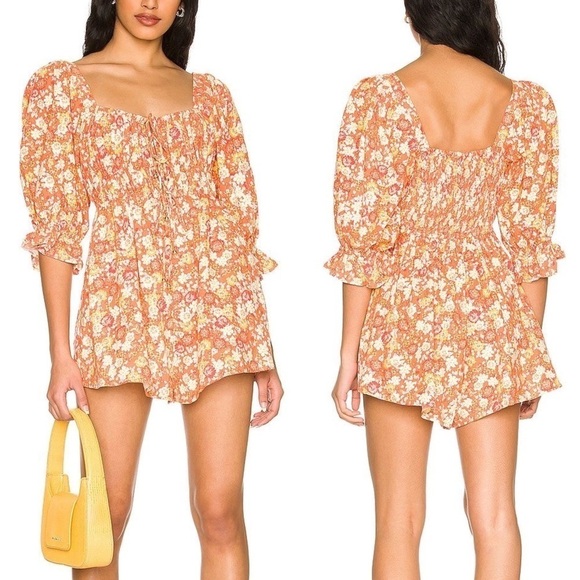 Free People Show Me Love Orange Romper size XS - Picture 3 of 12